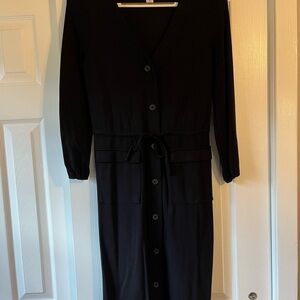 Old Navy Black Button Front 3/4 Sleeve Dress